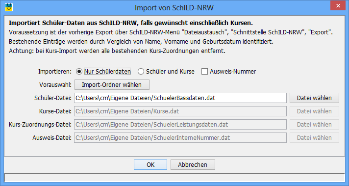 Import aus SchILD-NRW